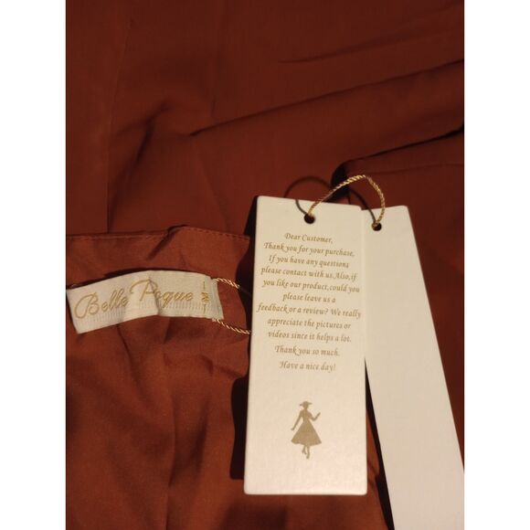 Belle Paque Women's Size Medium Rust Orange Mini Dress - NWT - Picture 8 of 8